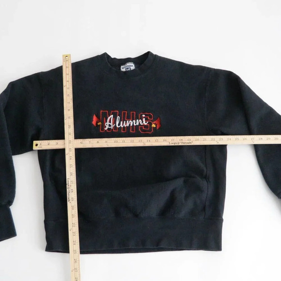 Vintage 90's Lee Crossgrain Navy MHS Alumni Crewneck Sweater XL - Picture 4 of 11